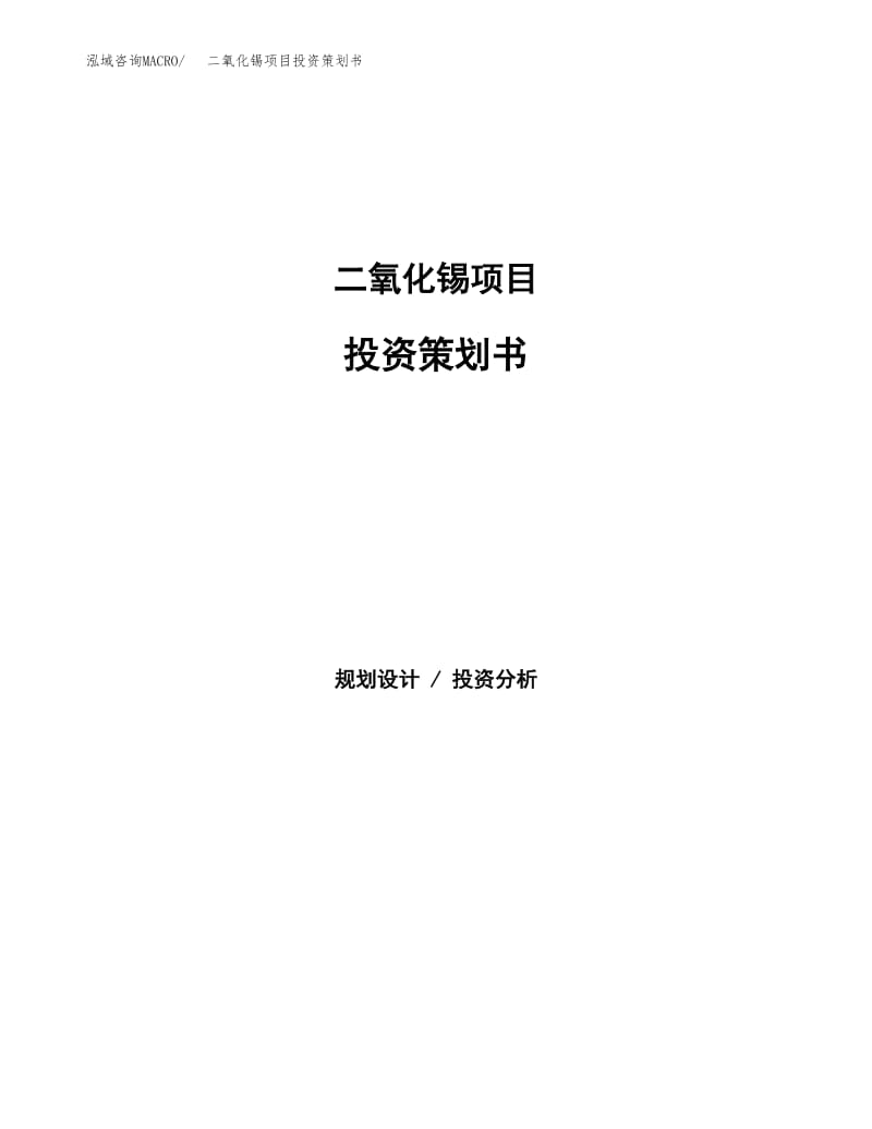 二氧化錫項目投資策劃書.docx